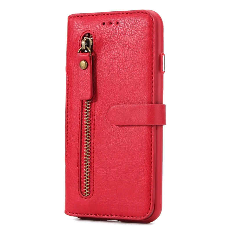 Zipper design 2 in 1 leather case for iPhone 7 8