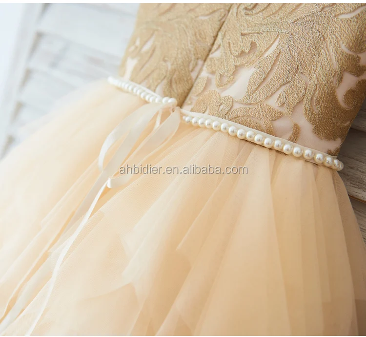 gold lace flower girl dresses