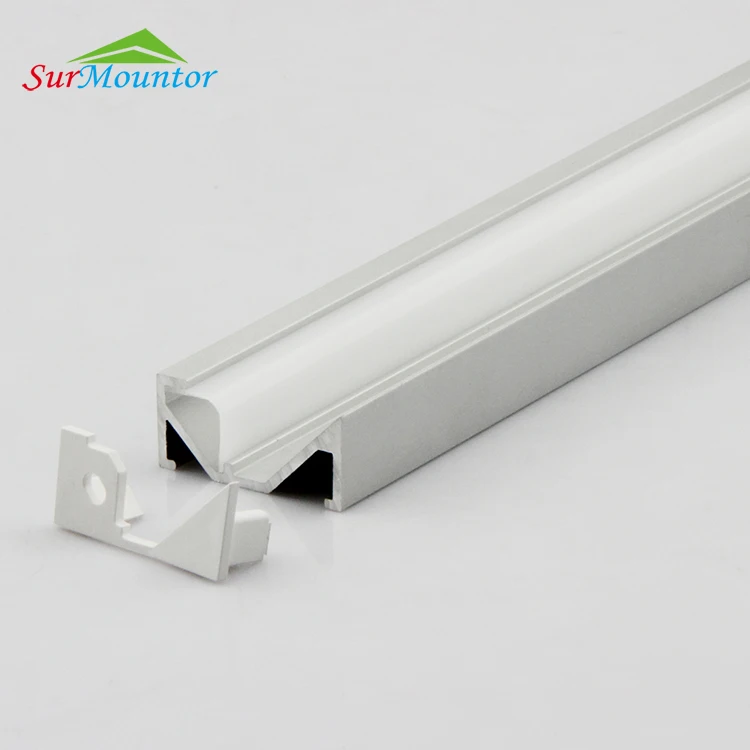 Corner Aluminium Extrusion Profile Led Strip Light Rail Plastic Cover