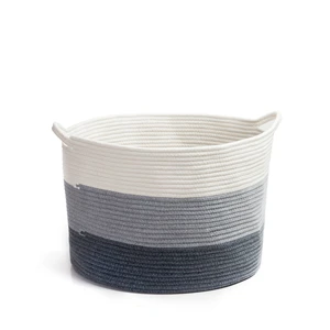Image of 2019 Custom wholesale handmade decorative braided large baby Woven cotton coil rope toy storage laundry basket with handles