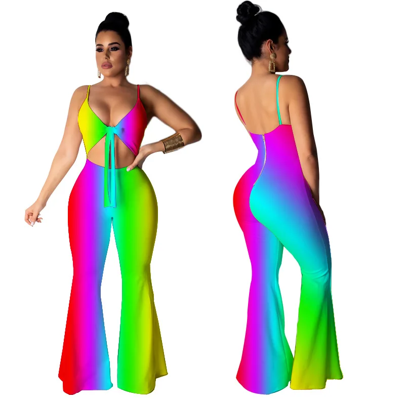 Sexy summer colorful sexy sleeveless women jumpsuit