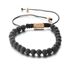 Hot Sale Natural Weathering Lava Stone Braided Nylon Cord Macrame Adjustable Bracelet for Women Men