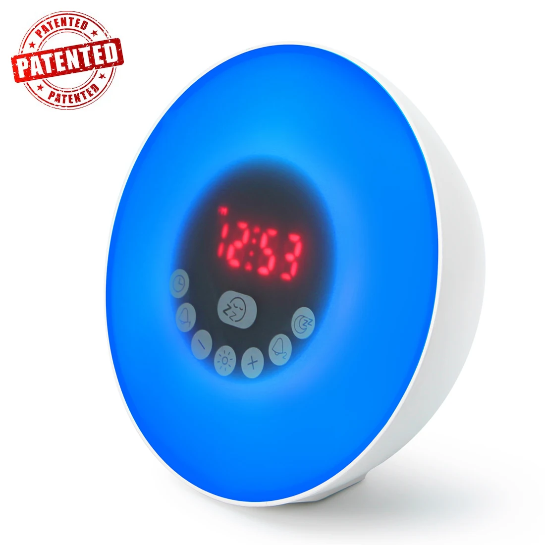 Digital Touch Sunrise Wake Up Light Alarm Clock Radio Bluetooth Speaker With 7 Color Changing Night Light  For Bedroom
