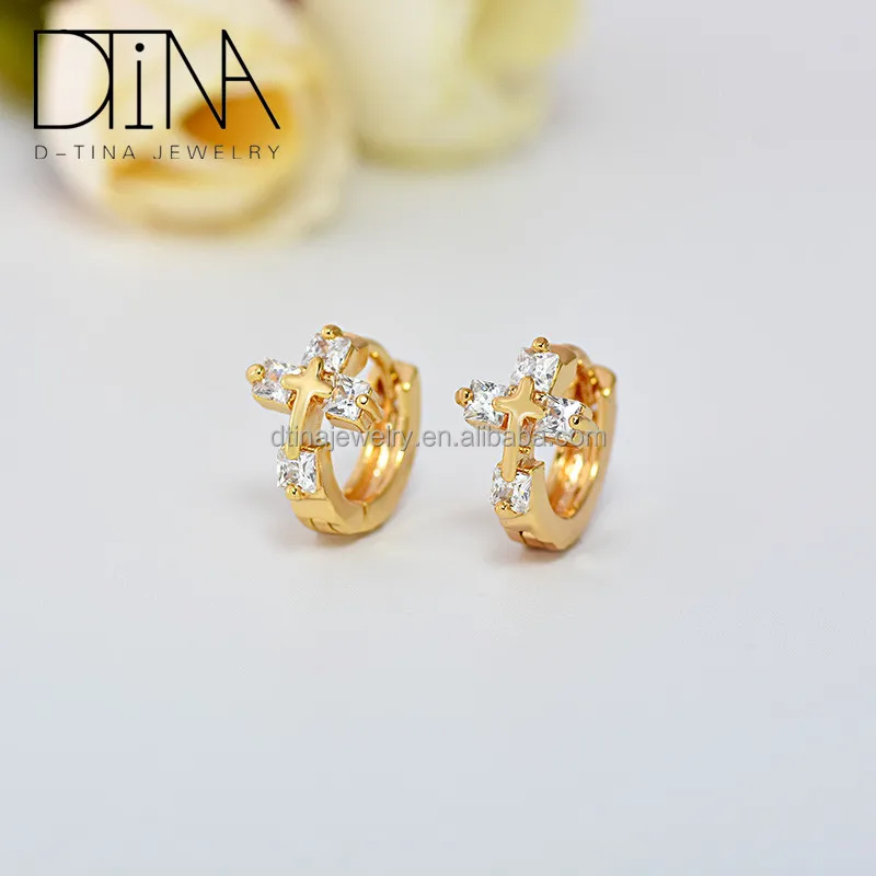 

Fashion boutique cubic zirconium Jesus cross earrings women, Golden