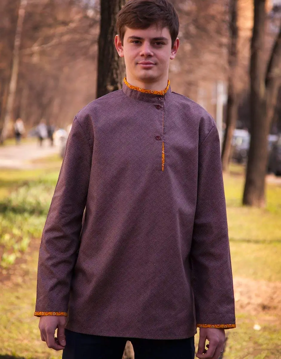 Russian shirt men traditional wear kosovorotka boho shirt ethnic folk Slavic clothing