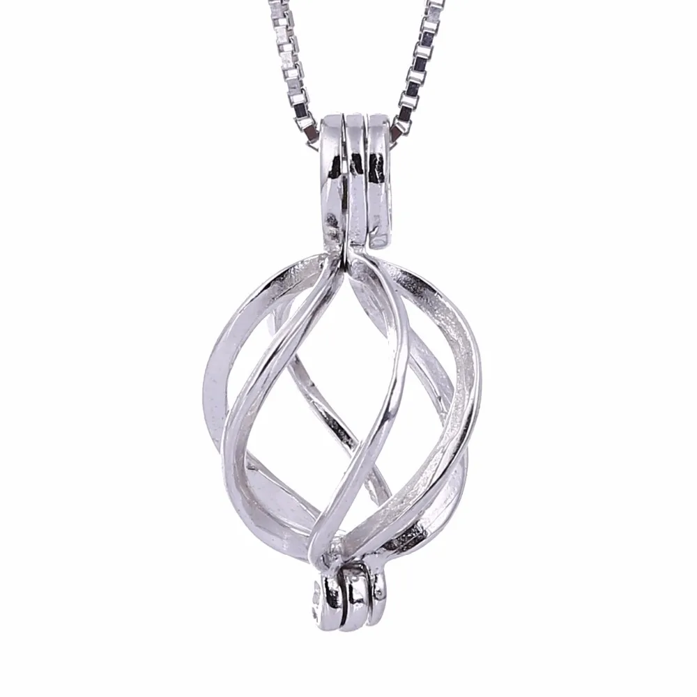 

Wholesale Love Wish Pearl S925 Jewelry locket Sterling Silver Helix Twisted Cage Pendant