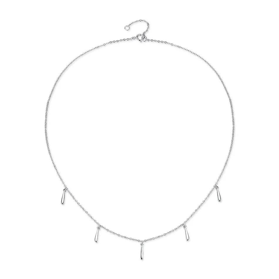 

High Quality 925 Sterling Silver Necklaces Strip Chain Choker Necklace For Women Wedding Jewelry Accessories