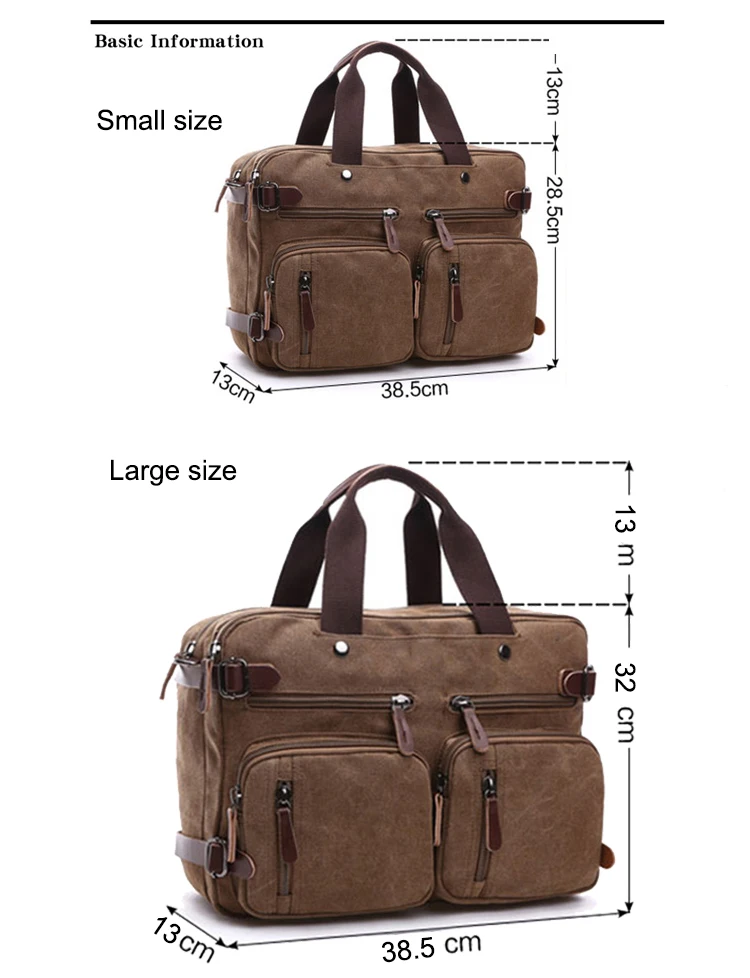 Utility Khaki Vintage Blank Tote Travel Business Canvas Messenger Bag