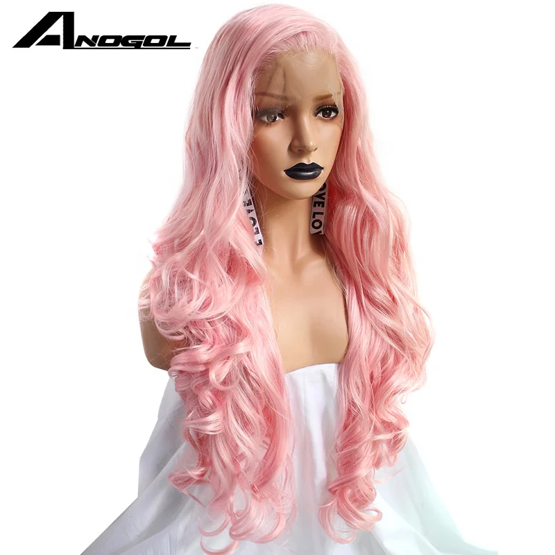 

Anogol Pink Lace Front Wig Synthetic Wigs For Drag Queen
