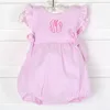 Wholesale Monogrammed Baby Stripe Seersucker Side Tie Bubble