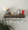 Rustic Decor Wooden Wine Bottle and Glass Holder Rack Shelf Wall