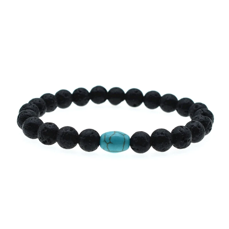

hot black volcanic stone bracelet men and women lava beads bracelet turquoise stone jewelry bracelets for women, N/a