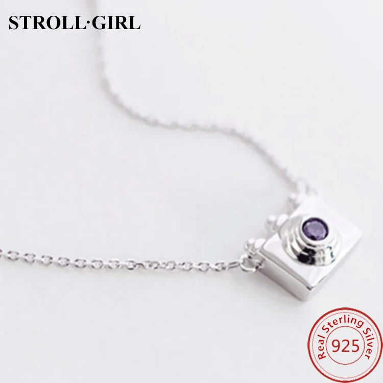 Fashion Dainty Hidden Camera Necklace 925 Sterling Silver Cz Necklace