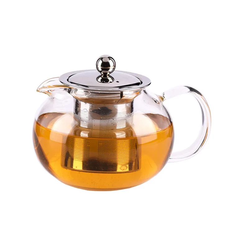 

650ml 950ml 1300ml Borosilicate Glass Microwavable and Stovetop Safe Loose Leaf glass tea pot with Removable Infuser, Transparent