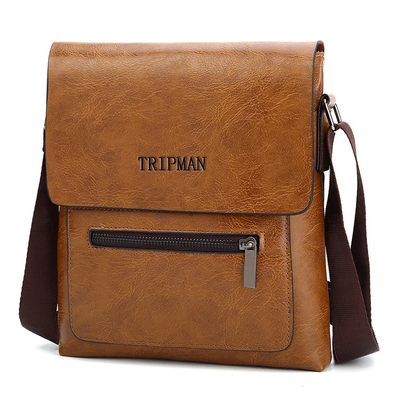 

Tripman Man Messenger Bag PU Leather Business Vertical Briefcase Designer Handbags High Quality Men's Shoulder Bags, 4 colors