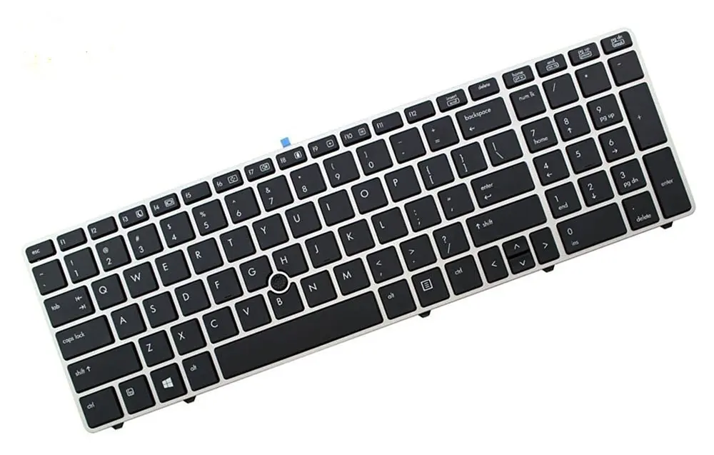 FEBNISCTE Laptop Replacement US Layout Black Keyboard (with Pointing Stick and Silver Frame) Compatible with HP EliteBook 8560p ProBook 6560b 6565b