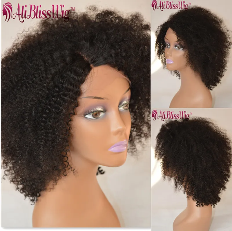 

Hot Selling Grade 8A Glueless Short Afro Kinky Factory Prices For Brazilian Virgin Hair In Mozambique Lace Front Wig