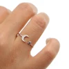 2018 dainty delicate jewelry 100% 925 sterling silver adjust size moon star Christmas gift ring