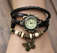 

New Fashion With Butterfly Leaf Pendant Rope Bracelet Watch Geneva Quartz Luxury Women Twine Watch