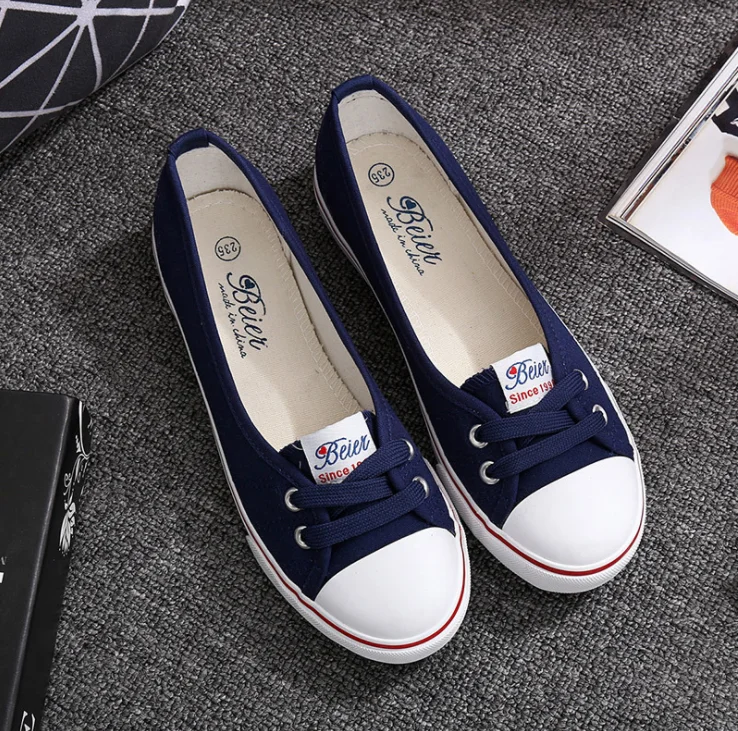 

5 color woman loafer flat canvas girls casual+shoes, Blue,white,grey,red,black