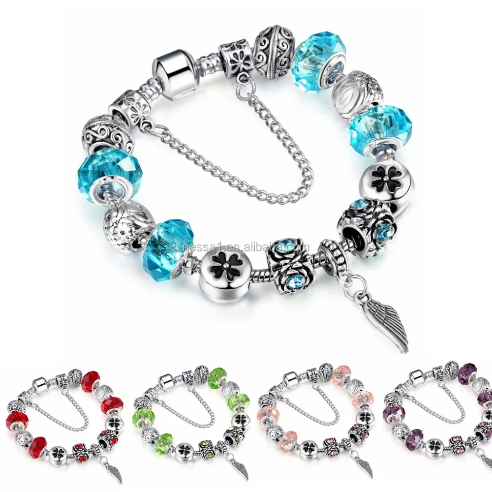 

Fashion Glass Beads lucky charm bracelet Wholesale JS-0004, Colorful