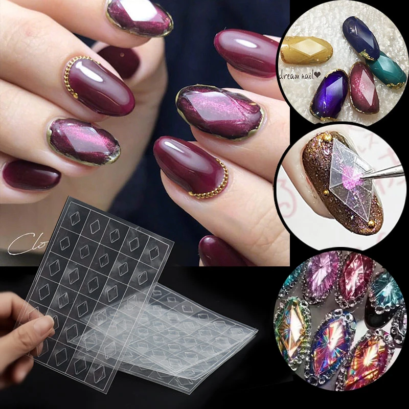 

1 Sheet Nail Gemstone Stencil Guides Mould Plastic Mold Transparent 3d Hollow Stickers Diamonds For beauty TZ020
