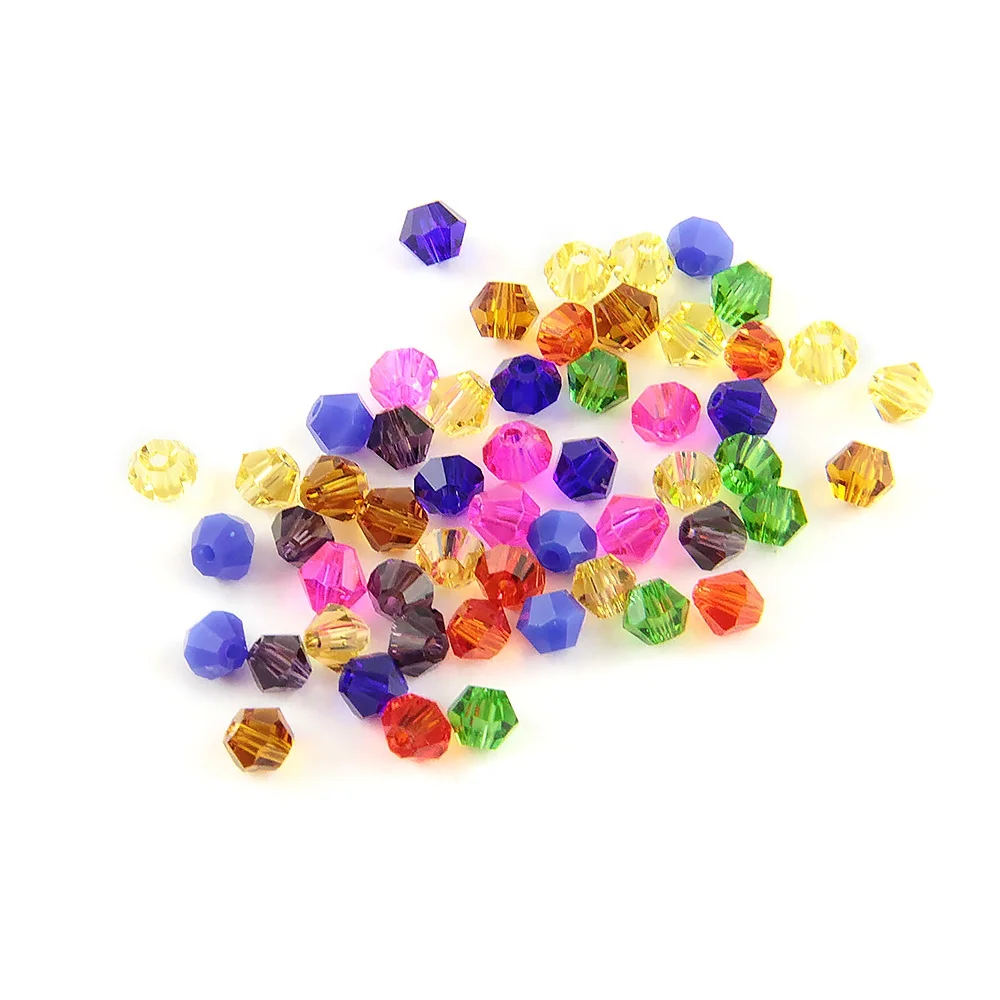 

High Quality Colorful  Crystal Bicone Glass Beads For Diy Jewelry Chain, All colors as request