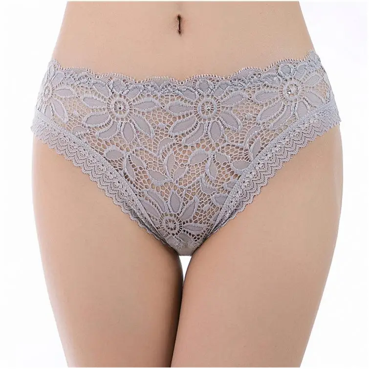 Promotional comfortable cotton briefs embroidery hollow sexy female underwear