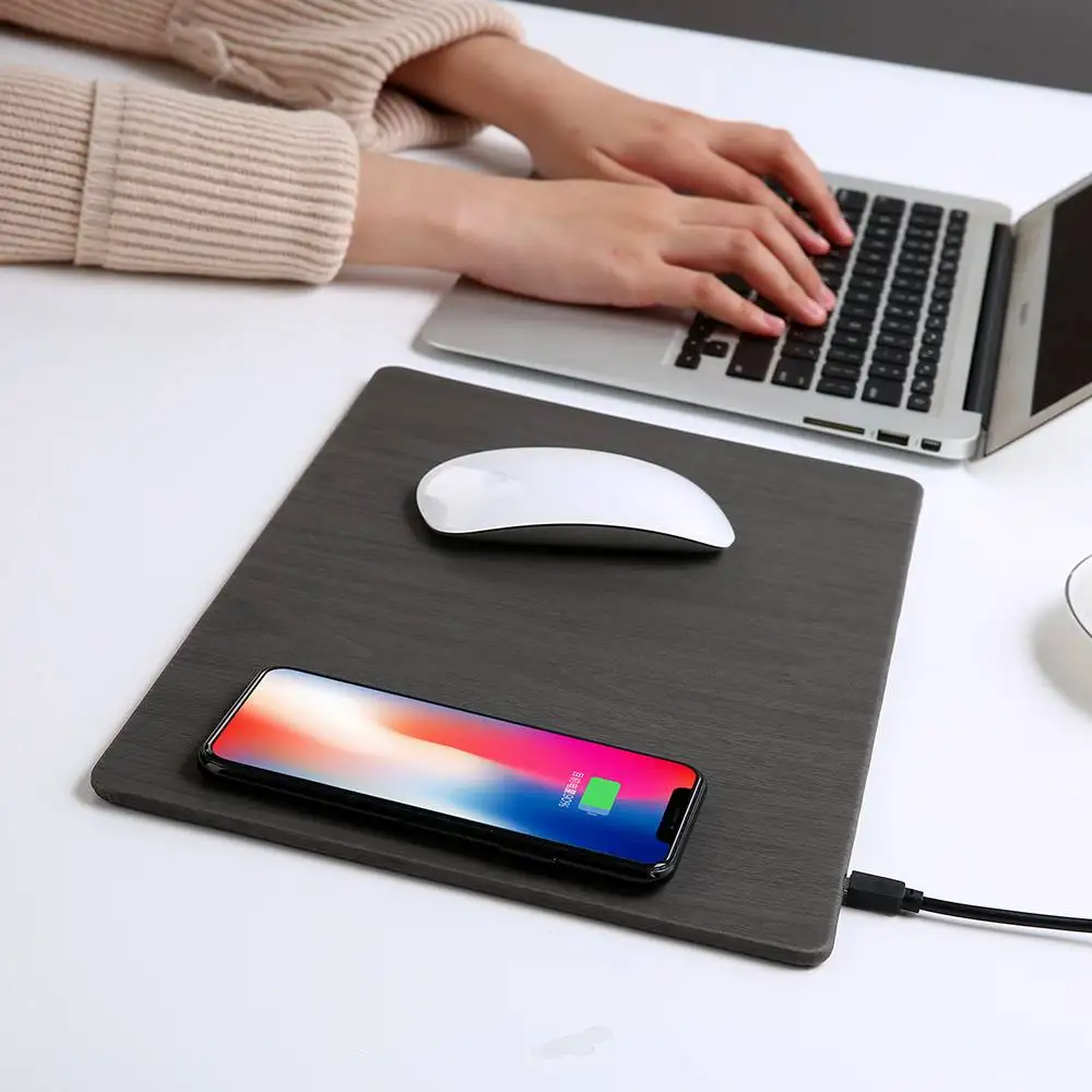 

Factory Price Wireless Fast Charging Mouse Pad Mat, 2 in 1 10W PU Mouse Pad with Wireless Charger