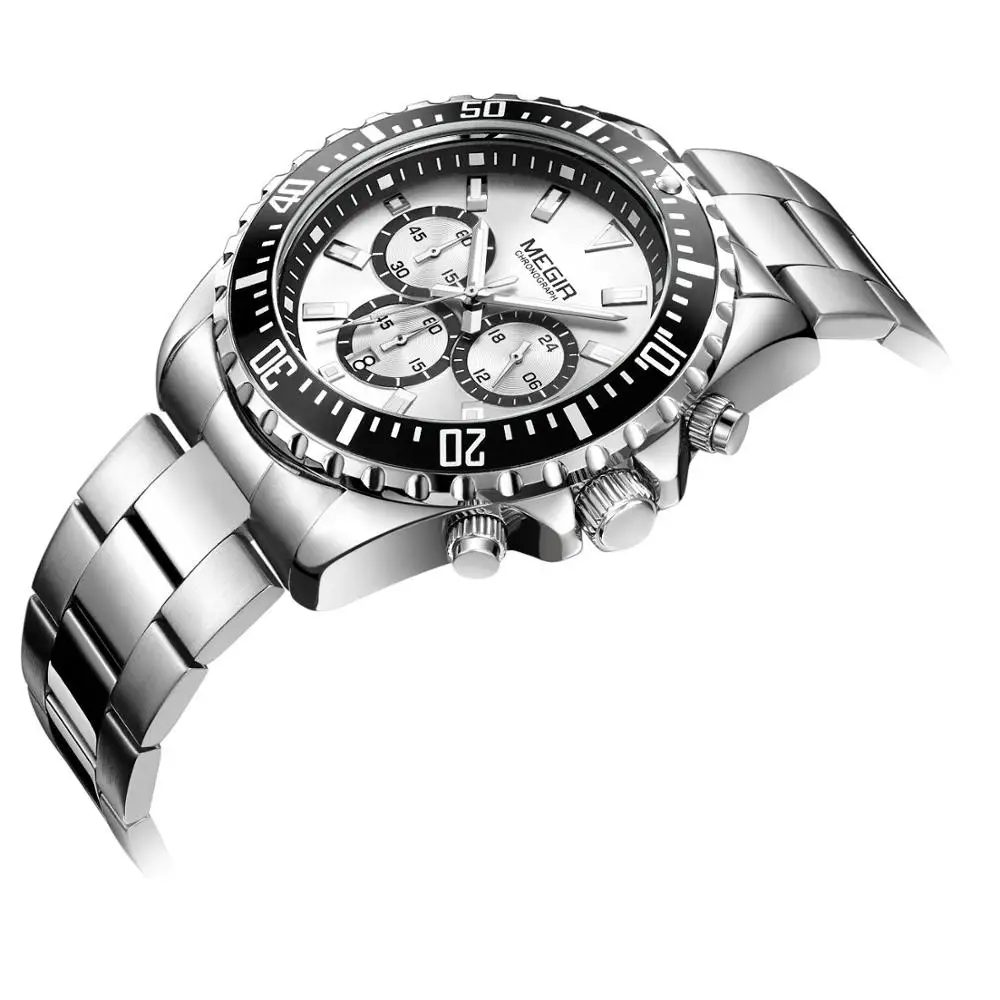 

Megir 2064 mens watches stainless steel Chronograph, N/a