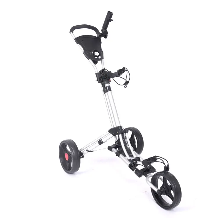

Light-weight Aluminum Material Frame 3 Wheels Golf Push Pull Cart Golf Trolley, Silver