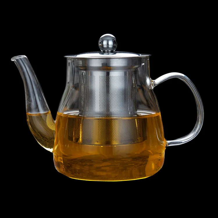 Pyrex Glass Teapot/ Tea Kettle With Stainless Steel Infuser And Lid