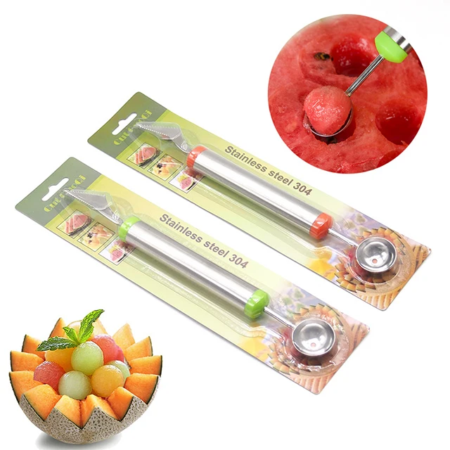 

2019 Best selling Fruit & Vegetable Tools Stainless Steel Dual-Purpose Watermelon Spoon Scoop Fruit Corer Melon Baller, Customized