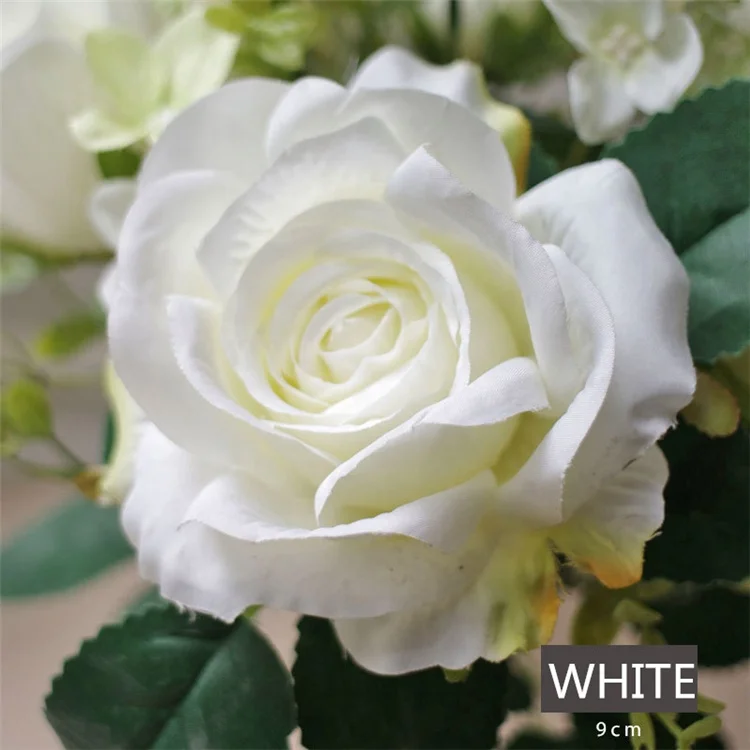 

S-1009 Wholesale Bulk Colorful Silk Large 9cm Artificial Rose Flower Heads For Wedding Decoration