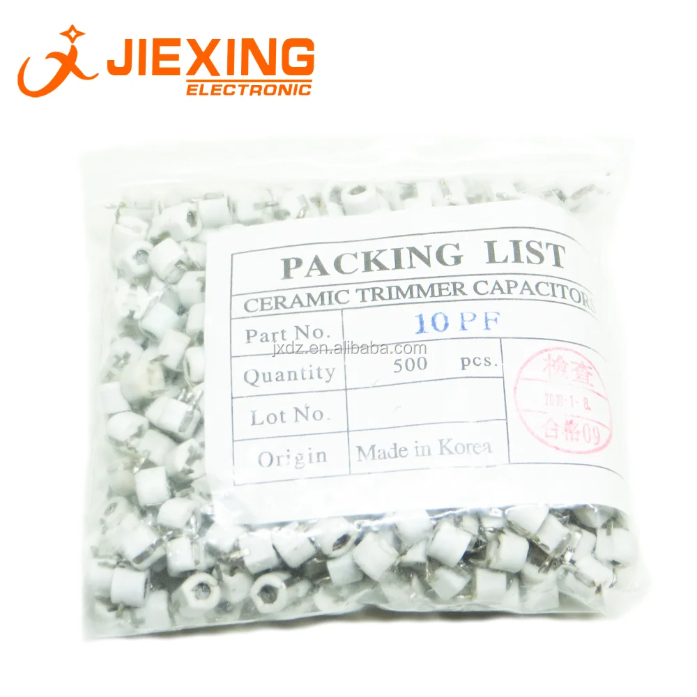 Trimmer Capacitor 10pf White Color 6mm Diameter Variable Capacitor