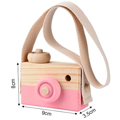 Wooden Camera Toy Neck Strap Baby Toddlers Children Playing Game Xmas Gift 