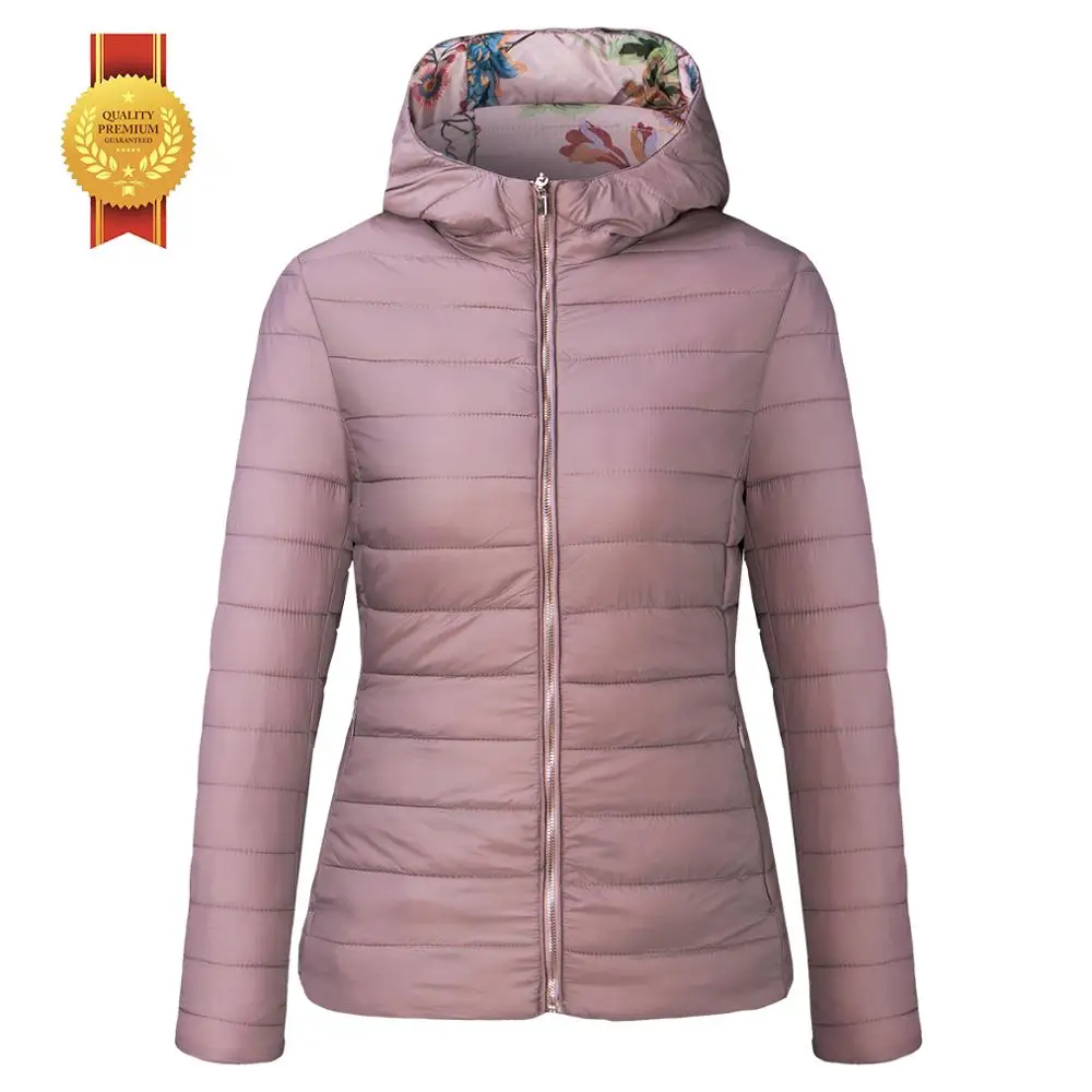 

Wholesale OEM service Latest Fashion Winter Reversible Style Padded Printed Warm Casual Jacket For Women winter jacket women, Pink, deep green