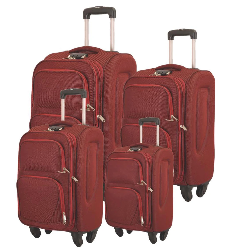 china supplier 4 pcs red rolling airport eminent teavel luggage bag for women