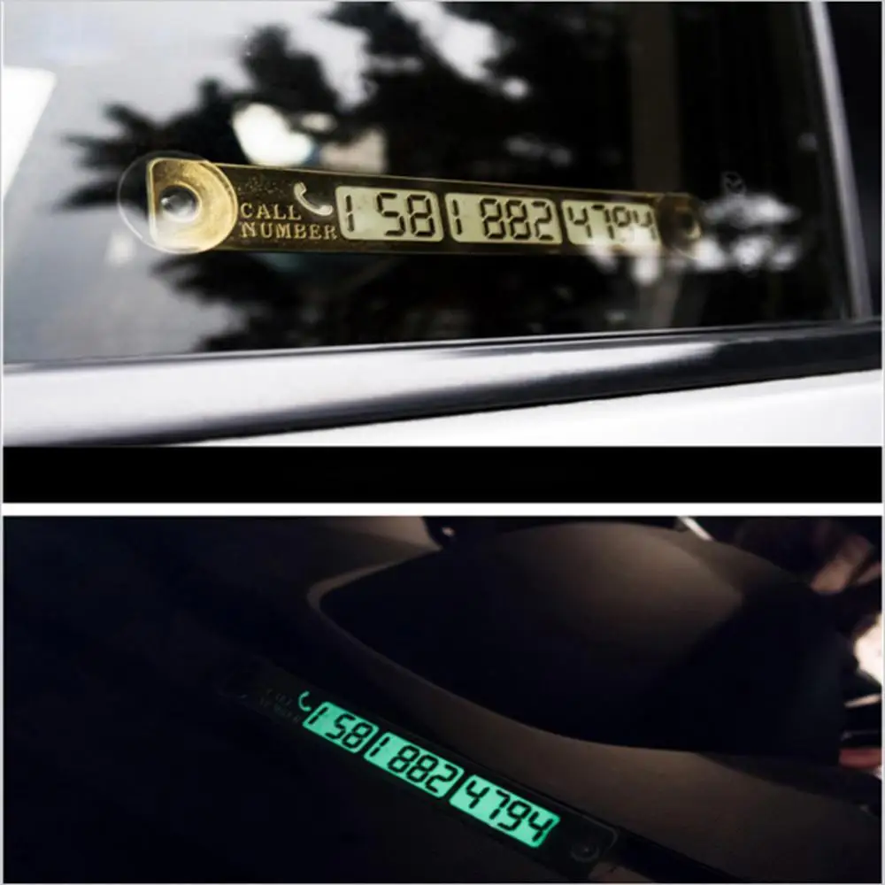 

Temporary Car Parking Card Telephone Number Card Notification Night Light Sucker Plate Car Styling Phone Number Card