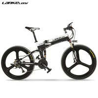 

European Quality Level LANKELEISI 26" SHlMANO 27-speed Electric Folding Mountain Bike with Removable 48V 10AH L G Battery
