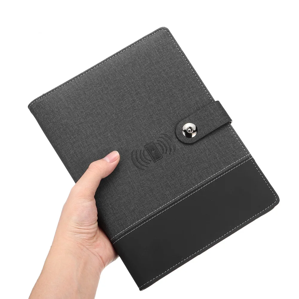 

Notebook 8000mAh Powerbank Qi Wireless Charging Binder Spiral Diary Book Power Bank, As the picture