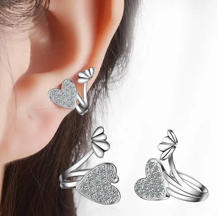 Wholesale Trendy Aretes Orecchie Ohrring Full Zircon Ear Cuff Wrap  Butterfly Flowers Crystal Ear Clip On Earrings for Women Jewelry From  m.