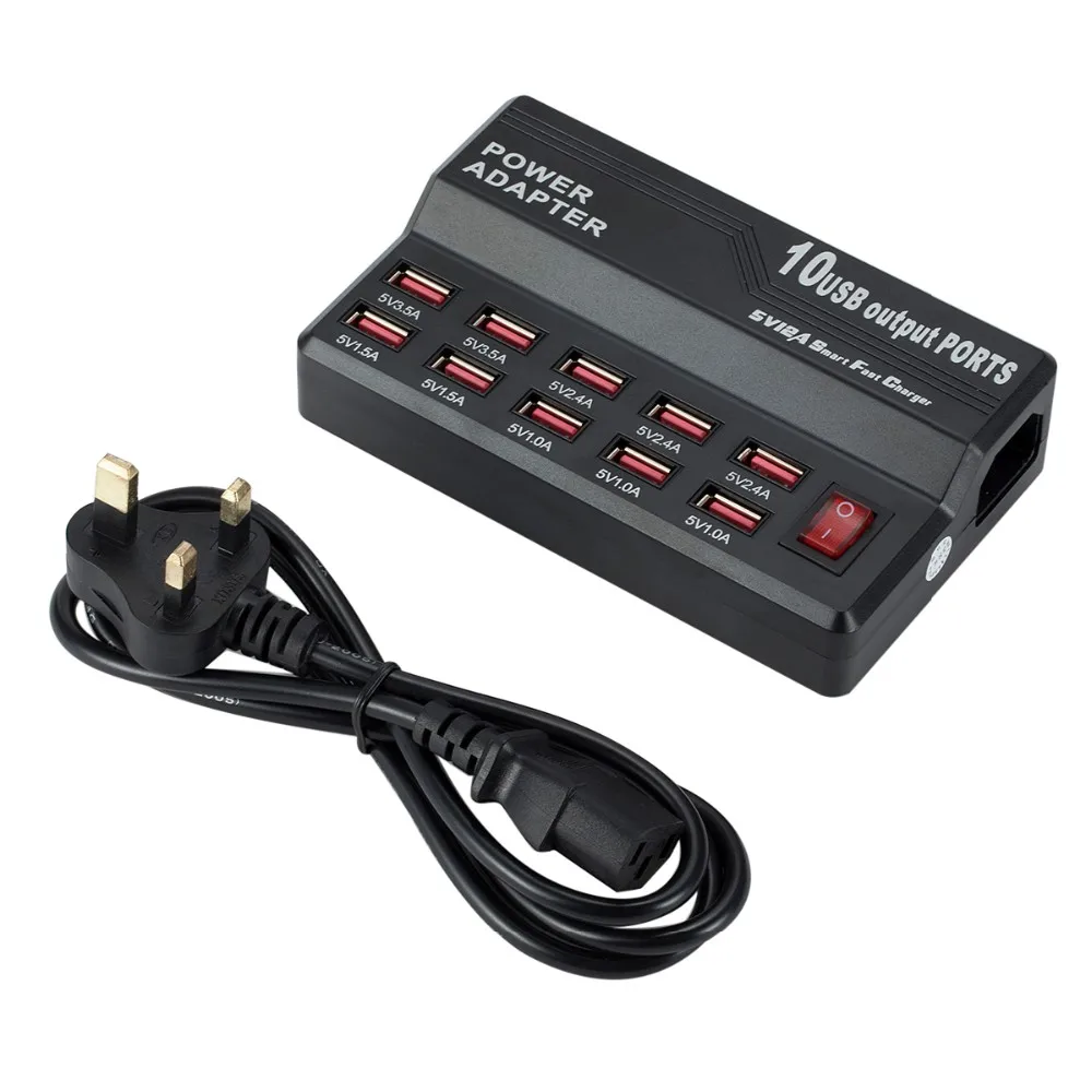Usb Fast Charge Hub 10 Ports 12a Smart Charging Station Usb Charger