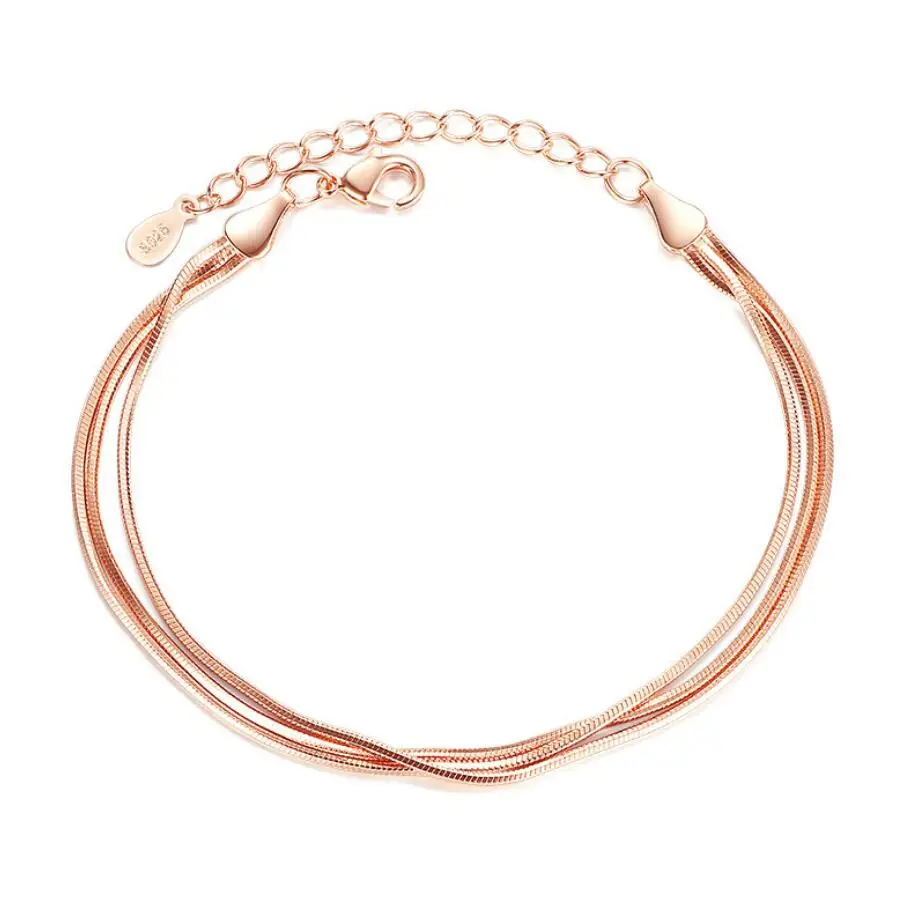 

Rose Gold And White Gold Plated Jewelry Fashion Tripe Snake Bracelet For Women, White gold/rose gold