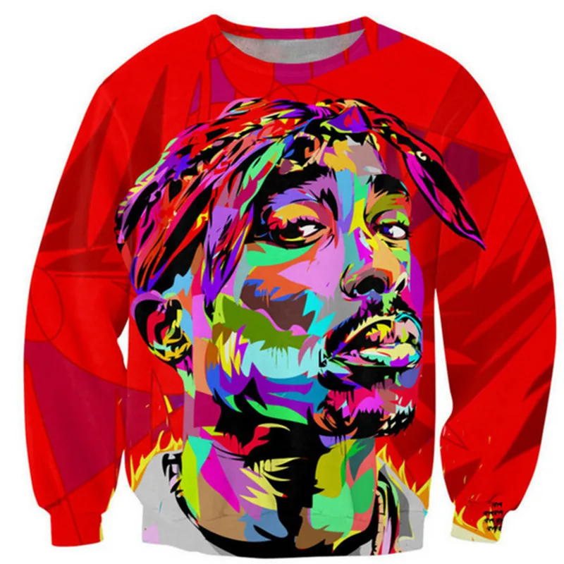 

Super Rap Star Famous Singer Sweatshirt 3D Printed Tupac 2Pac Dye Sublimation Plus Size Crewneck Sweatshirt Drop Shipping, N/a