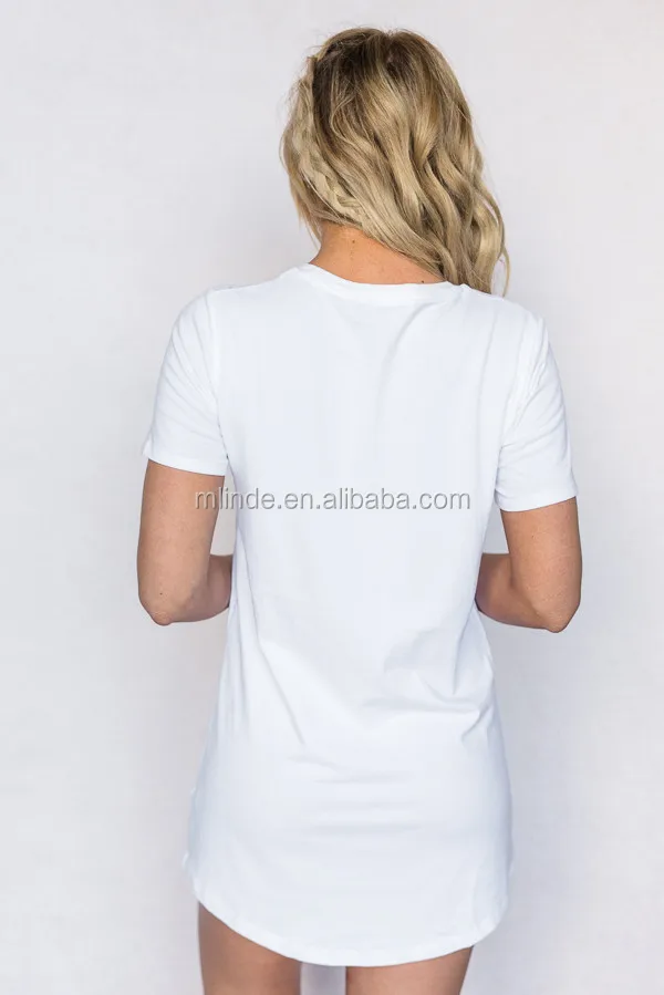 Women Curved Hem Long Tail T Shirt Oversized Longline Tunic Tee Plain