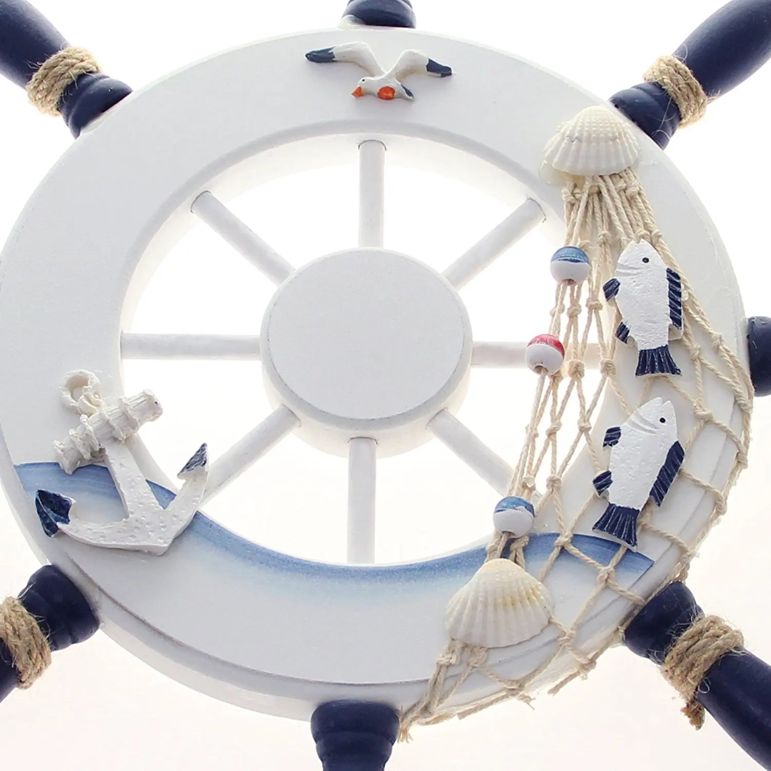 Nautical Wooden Ship Wall Hanging Wheel Decorative Wood Boat Steering