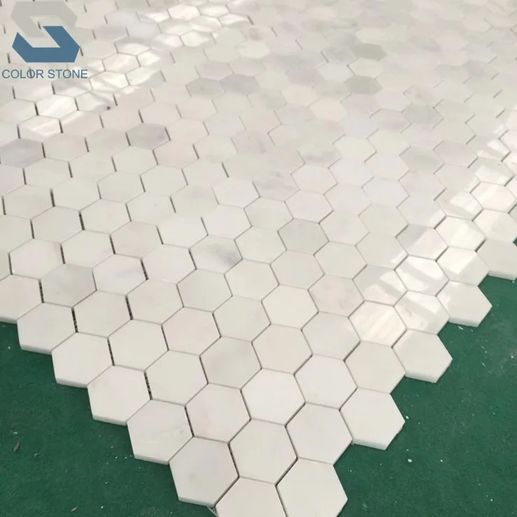Cheap hexagonal natural China white stone mosaic floor tile
