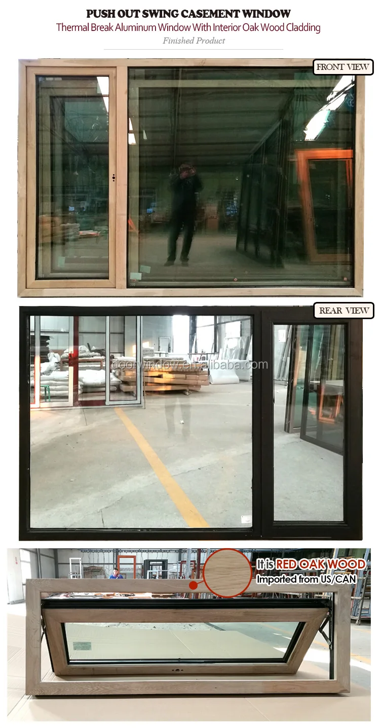 Wood Aluminium composite frame glass awning window with factory price