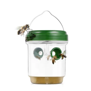 Image of Garden Use Outdoor Solar Powered Plastic Bee Catcher Wasp Trap Bottle With Led Ultraviolet Light